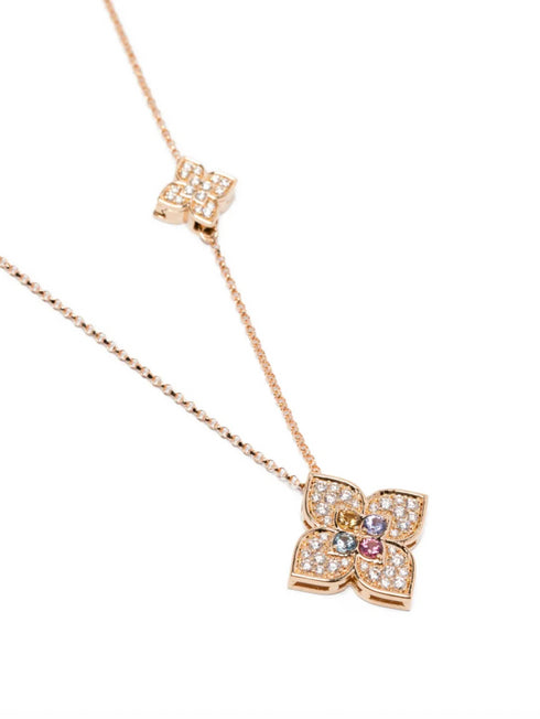 Collar multipiedra Princesa Flor en oro rosa de 18 quilates